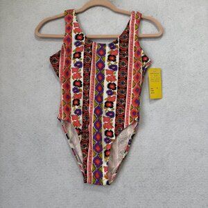 Rochelle bodysuit One Piece Womens Small Multicolor Floral Stripe Made in USA